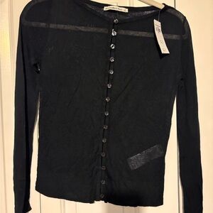 Abercrombie Sheer Black Button-Up Cardigan